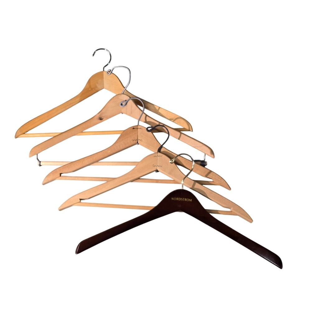 Lot of 5 Wooden Clothes Hangers Nordstrom Mixed